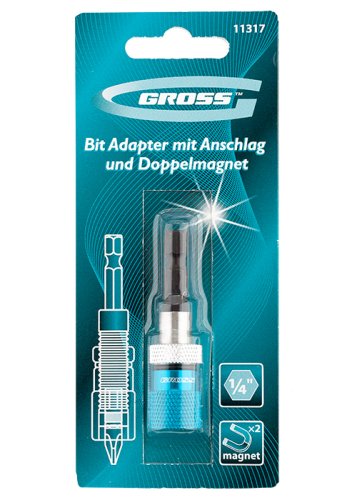 Адаптер для бит Gross с ограничителем и двойным магнитом,1/4"  картинка